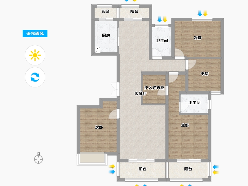 广东省-惠州市-龙城一号-108.00-户型库-采光通风