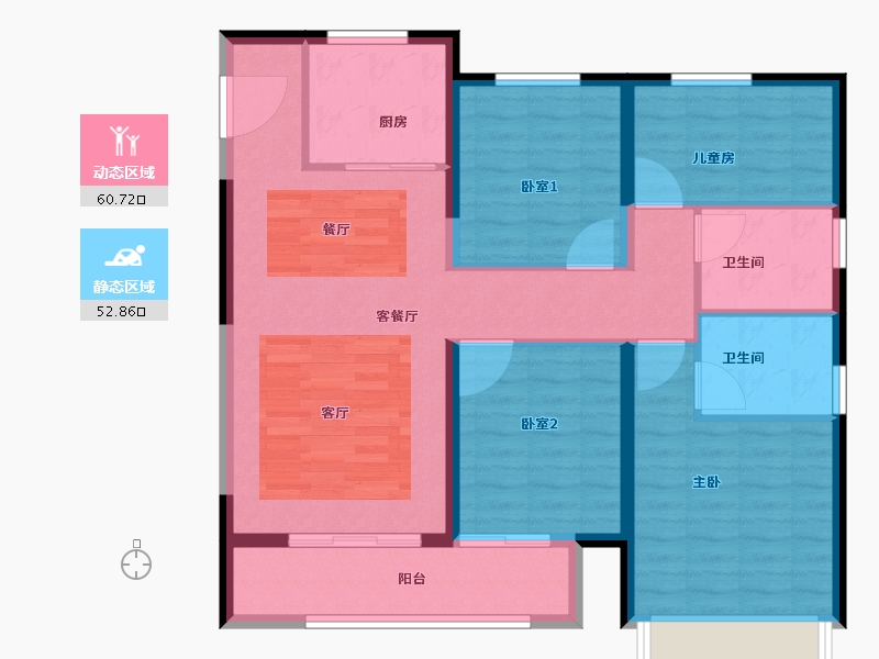 河南省-郑州市-郑地·美景紫华城-102.40-户型库-动静分区