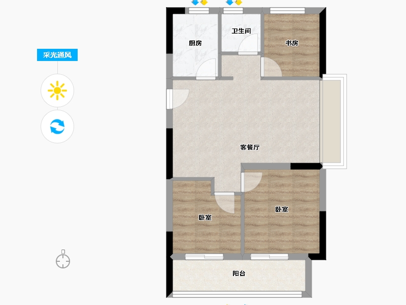 浙江省-嘉兴市-鸿翔·北辰金邸-61.16-户型库-采光通风