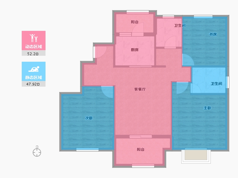 浙江省-嘉兴市-翡翠公馆-90.40-户型库-动静分区