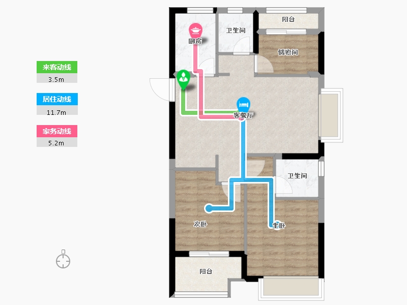 浙江省-嘉兴市-远辰蓝庭景园-71.00-户型库-动静线