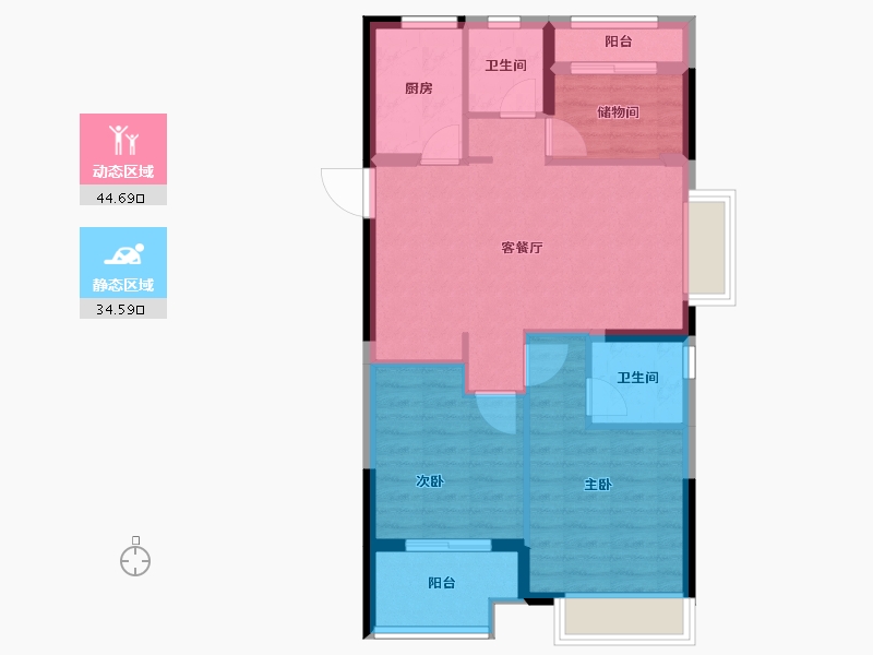 浙江省-嘉兴市-远辰蓝庭景园-71.00-户型库-动静分区