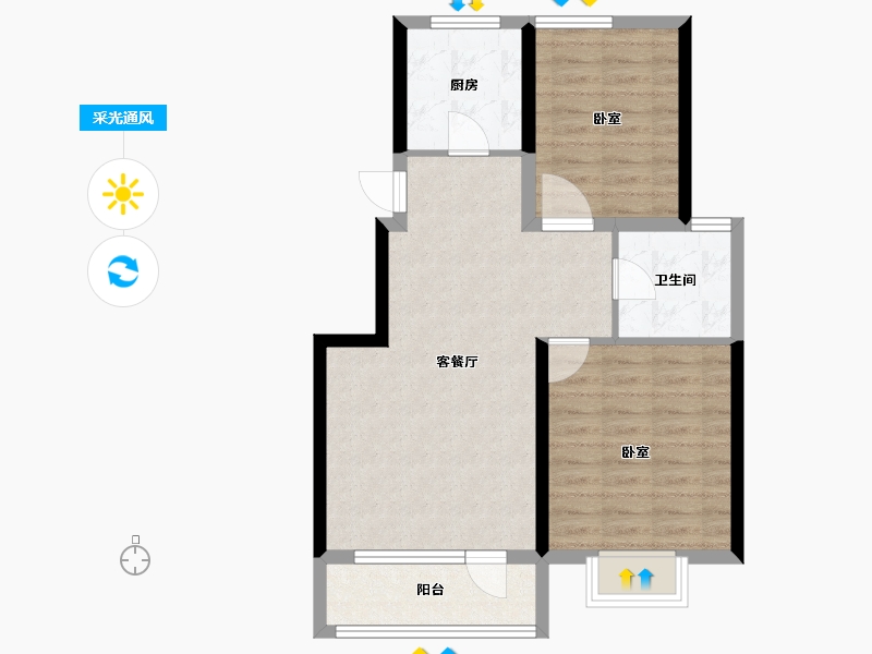 辽宁省-大连市-中铁春风十里-68.48-户型库-采光通风