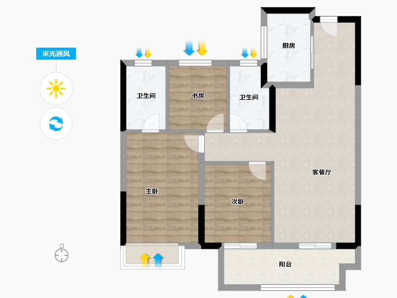 浙江省-嘉兴市-金悦学府-78.40-户型库-采光通风