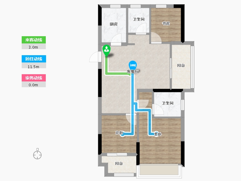 浙江省-嘉兴市-鸿翔·北辰金邸-67.20-户型库-动静线