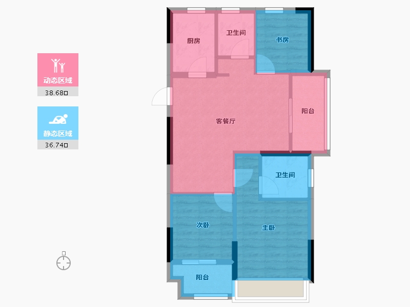 浙江省-嘉兴市-鸿翔·北辰金邸-67.20-户型库-动静分区