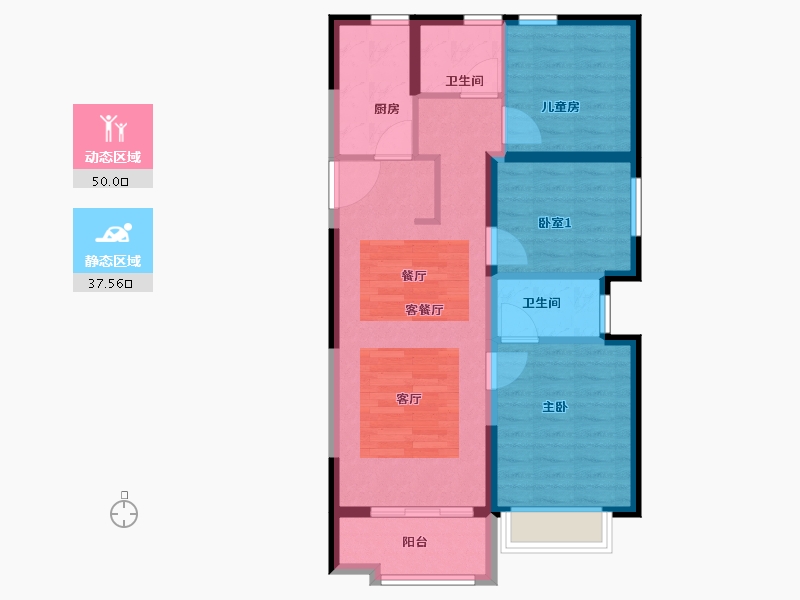 河南省-郑州市-郑地·美景紫华城-78.40-户型库-动静分区