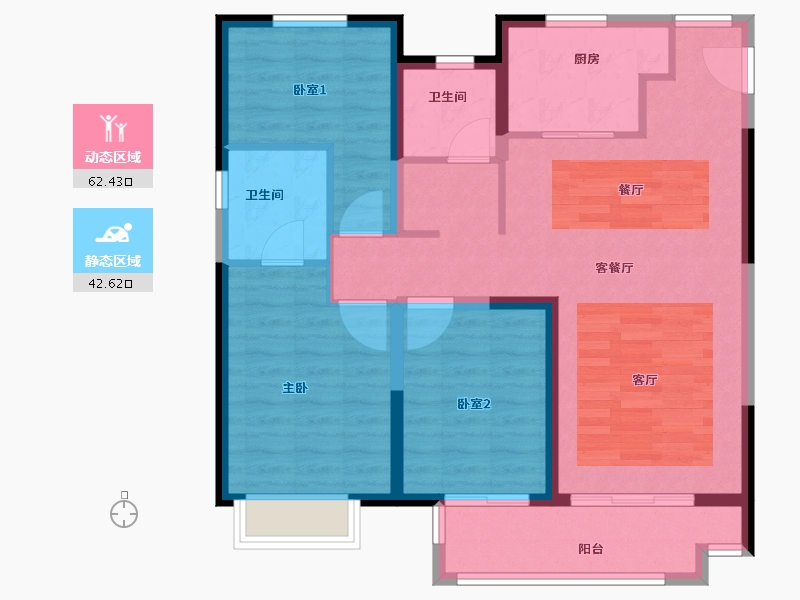 河南省-郑州市-郑地·美景紫华城-94.40-户型库-动静分区