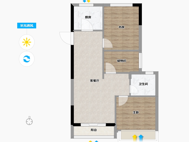 浙江省-嘉兴市-远辰蓝庭景园-65.60-户型库-采光通风