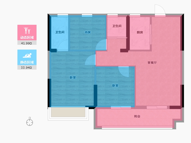 浙江省-嘉兴市-鸿翔·北辰金邸-67.96-户型库-动静分区