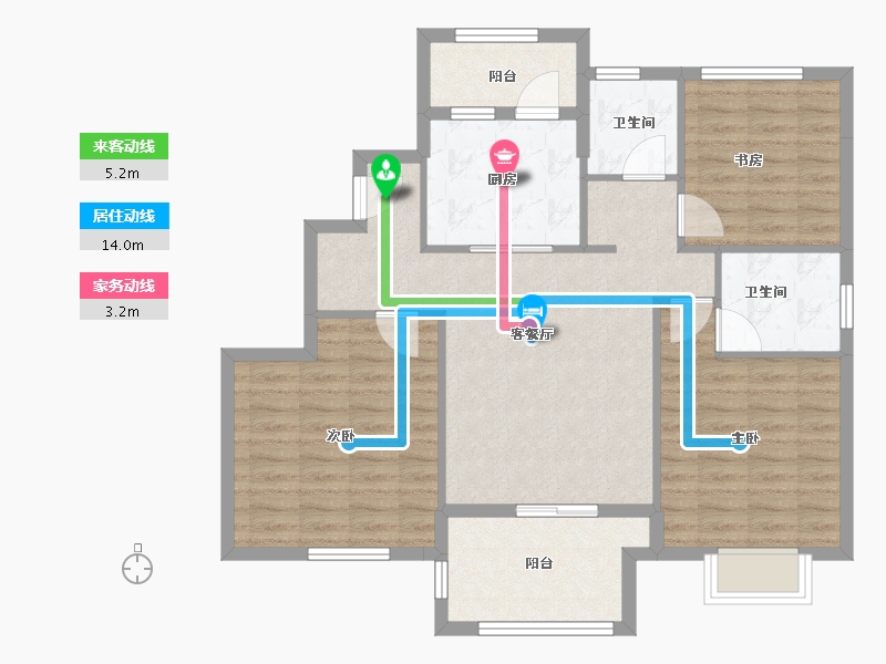 浙江省-嘉兴市-翡翠公馆-93.60-户型库-动静线