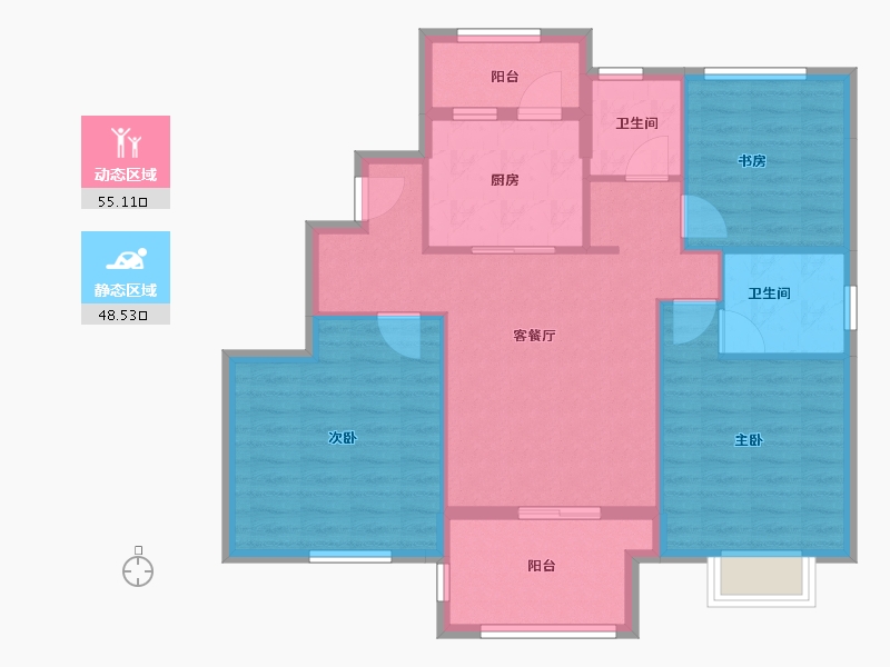 浙江省-嘉兴市-翡翠公馆-93.60-户型库-动静分区