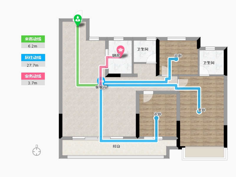 浙江省-嘉兴市-鸿翔百盛东望金邸-100.80-户型库-动静线