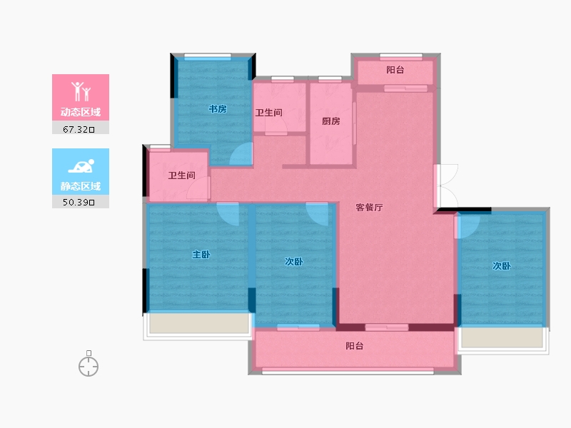 浙江省-嘉兴市-鸿翔百盛东望金邸-105.60-户型库-动静分区