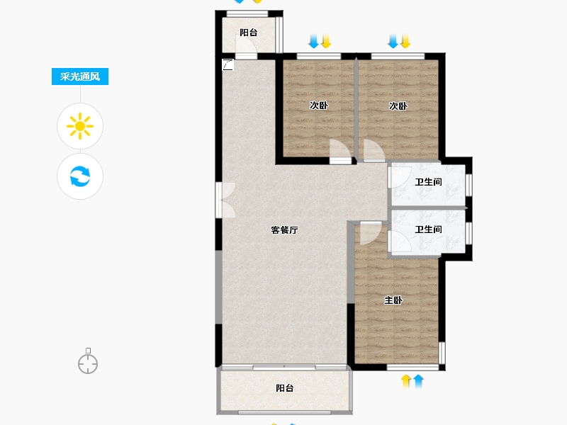 黑龙江省-哈尔滨市-小区-110.00-户型库-采光通风