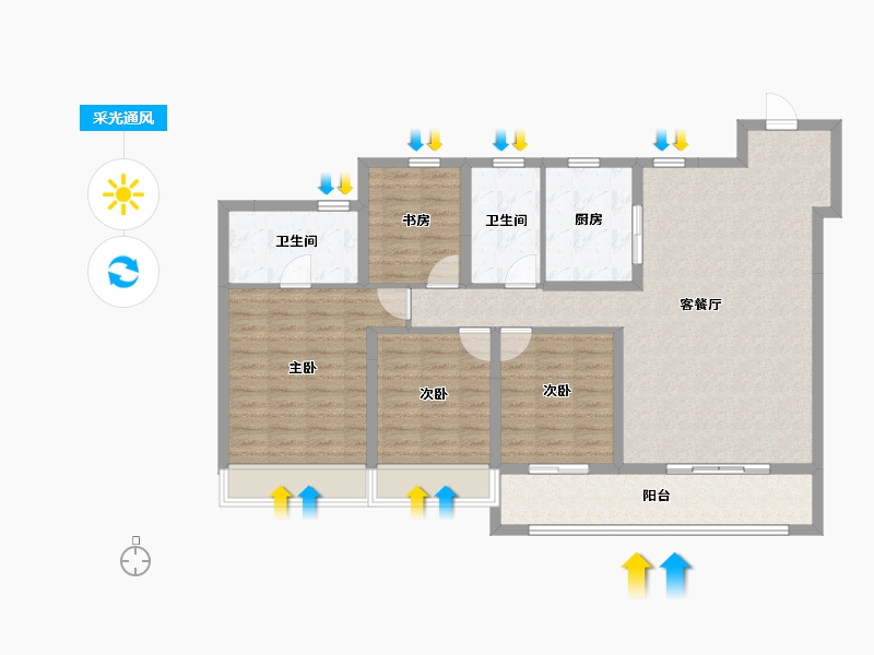 浙江省-嘉兴市-万科臻境-115.99-户型库-采光通风