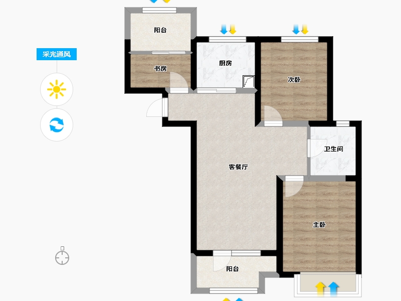 河北省-廊坊市-大拇指-70.00-户型库-采光通风