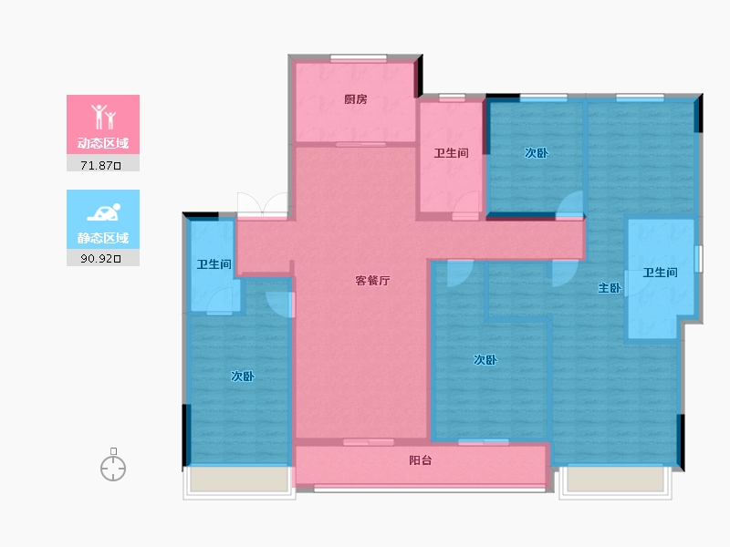 浙江省-嘉兴市-荣安·嘉樾庄-147.20-户型库-动静分区