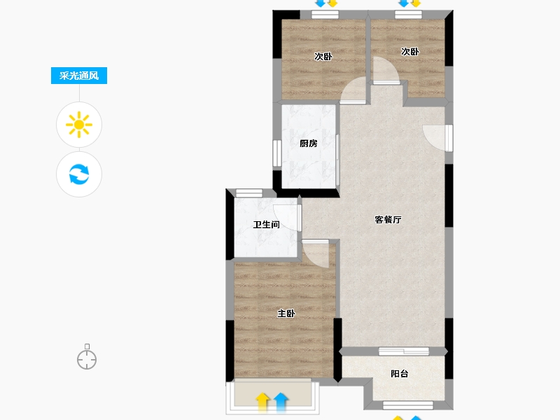 浙江省-嘉兴市-鸿翔·北辰金邸-58.12-户型库-采光通风