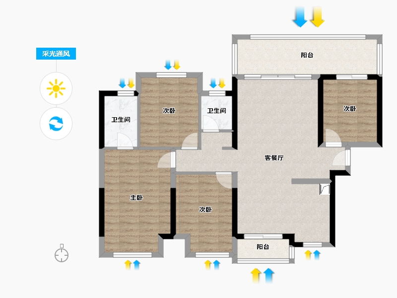 广西壮族自治区-贵港市-阳光城松宇公馆-120.00-户型库-采光通风