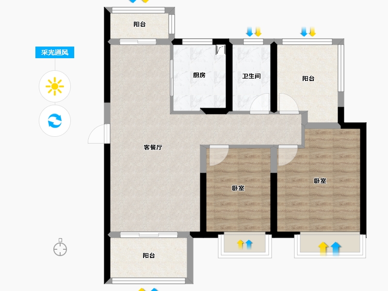 河南省-郑州市-信保·十里樾-78.40-户型库-采光通风