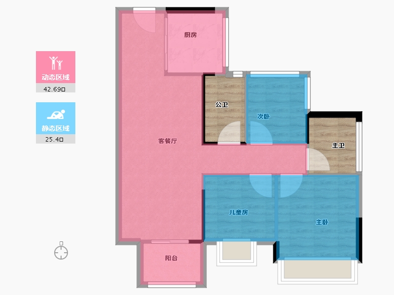 广东省-珠海市-奥园学苑壹号-70.40-户型库-动静分区