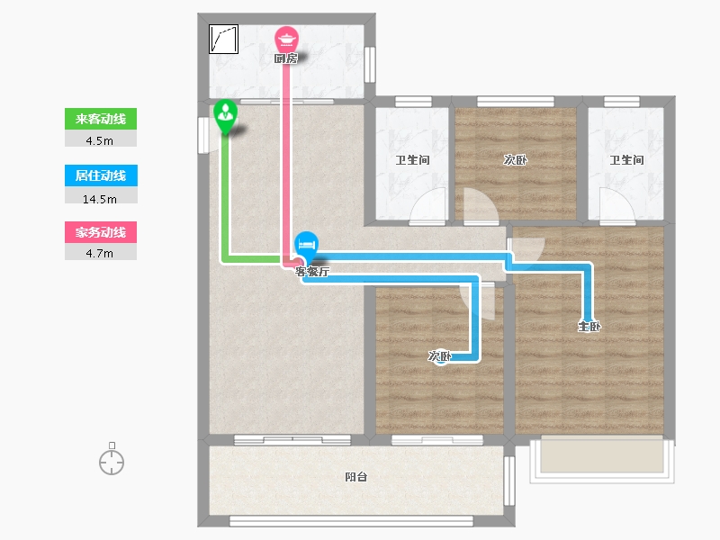 江苏省-南京市-蓝光睿创新筑-87.20-户型库-动静线