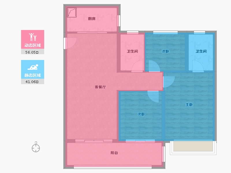 江苏省-南京市-蓝光睿创新筑-87.20-户型库-动静分区