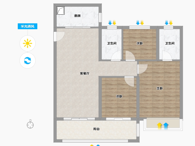 江苏省-南京市-蓝光睿创新筑-87.20-户型库-采光通风