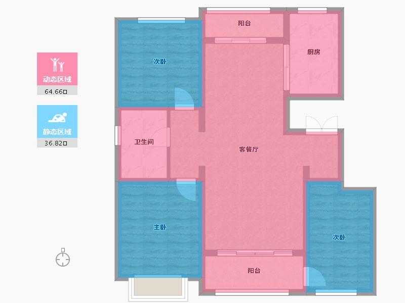 新疆维吾尔自治区-伊犁哈萨克自治州-印象江南-101.00-户型库-动静分区