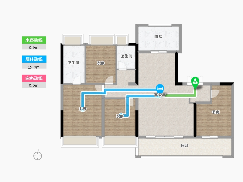 江苏省-南京市-振业新城·翡丽铂湾-129.61-户型库-动静线