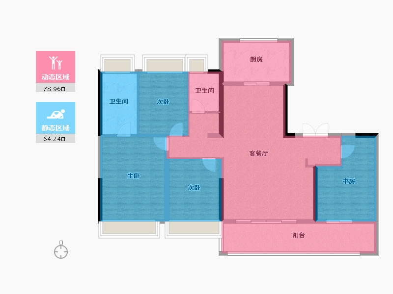 江苏省-南京市-振业新城·翡丽铂湾-129.61-户型库-动静分区