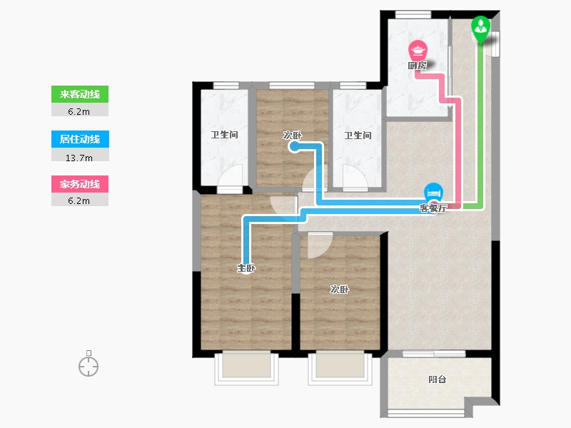 天津-天津市-津侨国际小镇-80.00-户型库-动静线