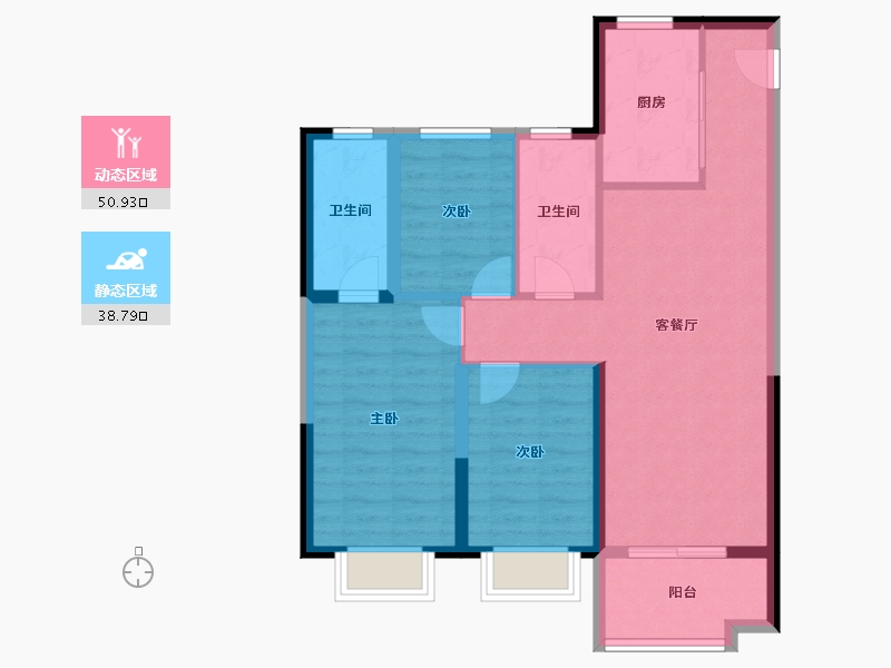 天津-天津市-津侨国际小镇-80.00-户型库-动静分区