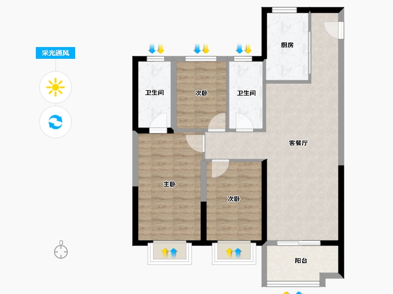 天津-天津市-津侨国际小镇-80.00-户型库-采光通风