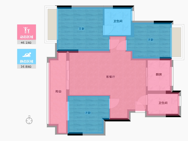 江苏省-南通市-悦宸铭苑-76.00-户型库-动静分区