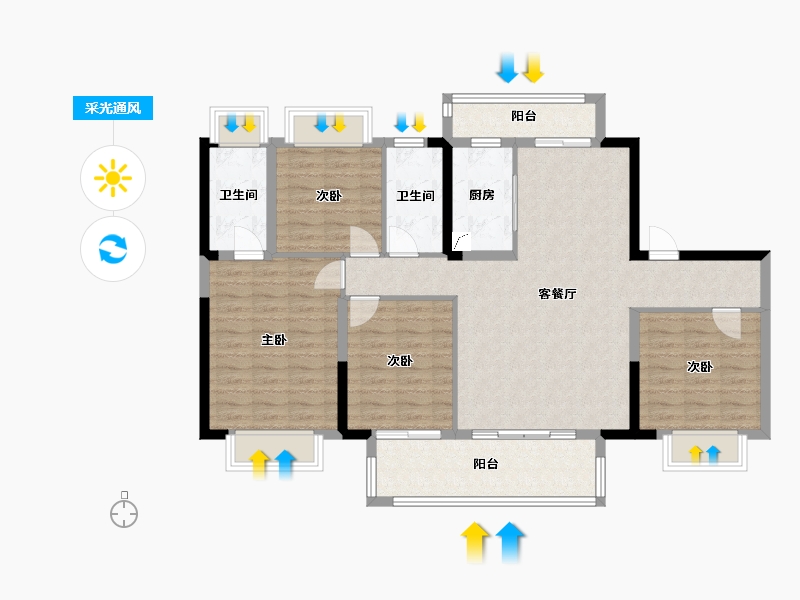 湖南省-常德市-金科集美郡-120.00-户型库-采光通风