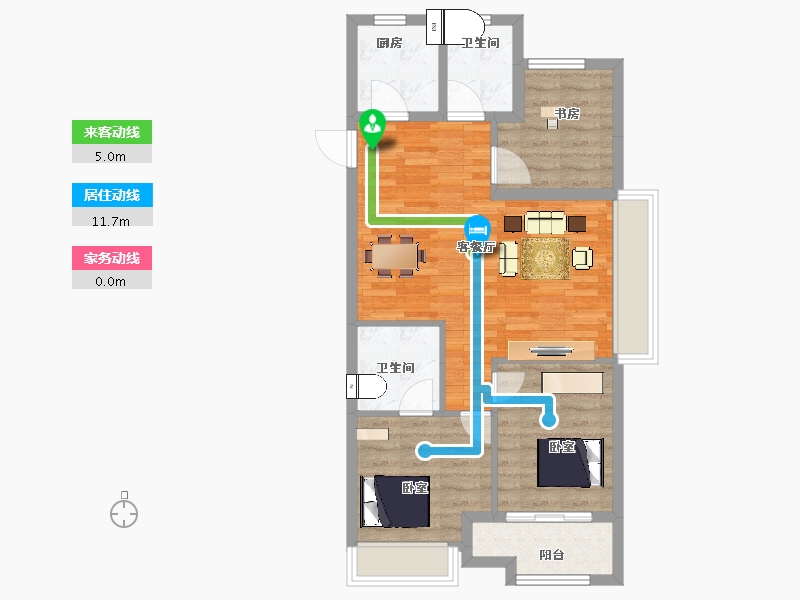 浙江省-杭州市-棠颂大院-74.00-户型库-动静线