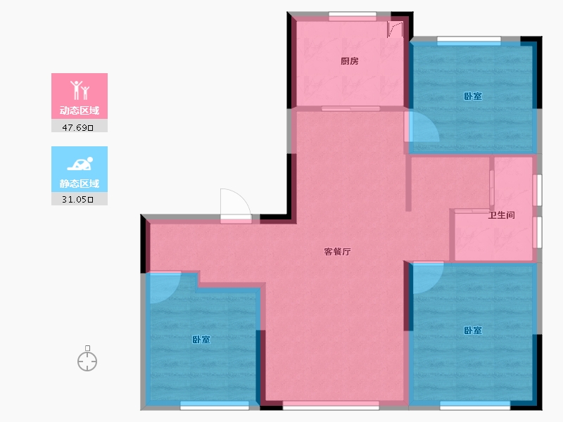 北京-北京市-保利城-70.29-户型库-动静分区