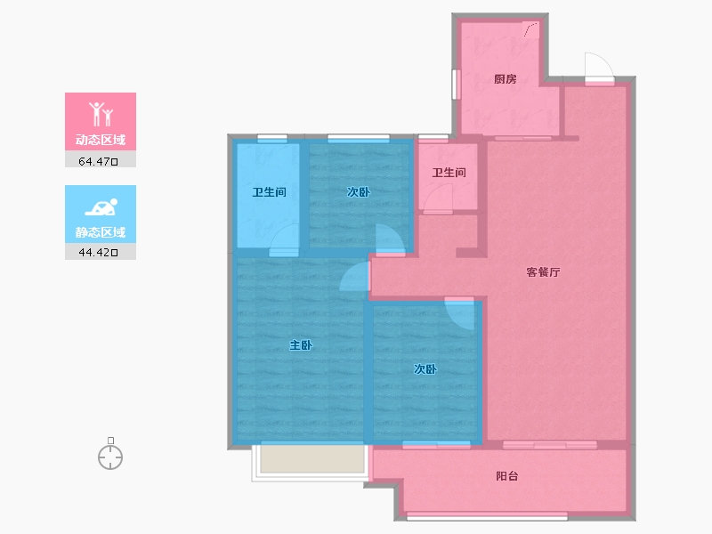 江苏省-无锡市-江阴天安数码城-90.00-户型库-动静分区