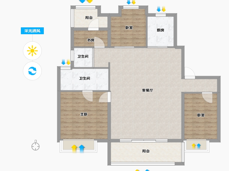 江苏省-南京市-碧桂园柏悦华府-110.40-户型库-采光通风