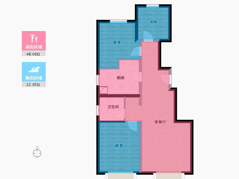 北京-北京市-禧瑞学府-71.54-户型库-动静分区