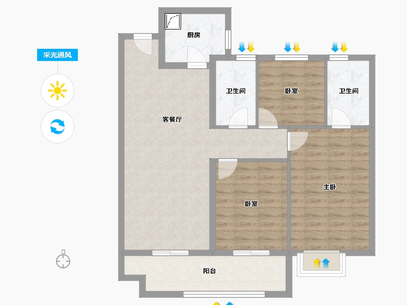 福建省-泉州市-正荣浔兴世纪春天-89.00-户型库-采光通风