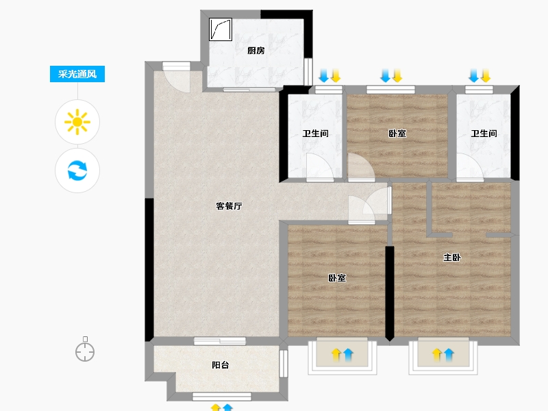 湖北省-黄石市-中梁首府-80.00-户型库-采光通风