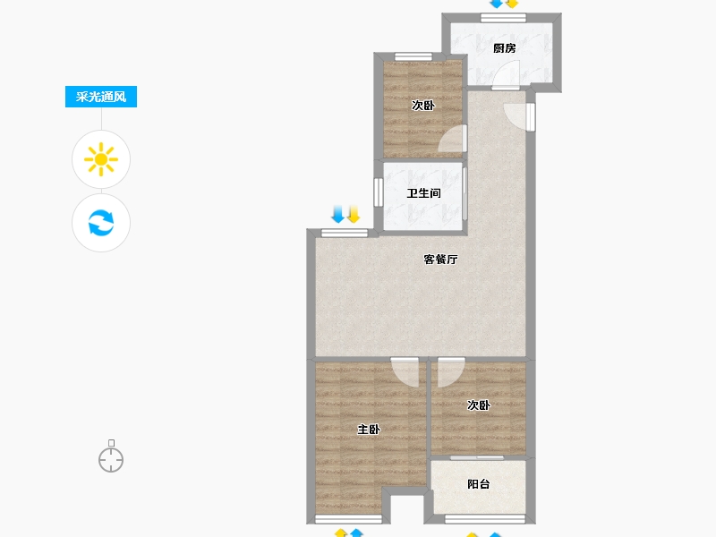 江苏省-南京市-平治北苑-65.00-户型库-采光通风