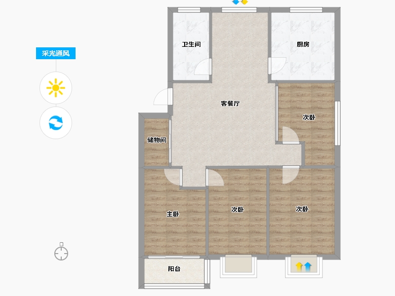 江苏省-南京市-珍珠花苑(花园路)-129.40-户型库-采光通风