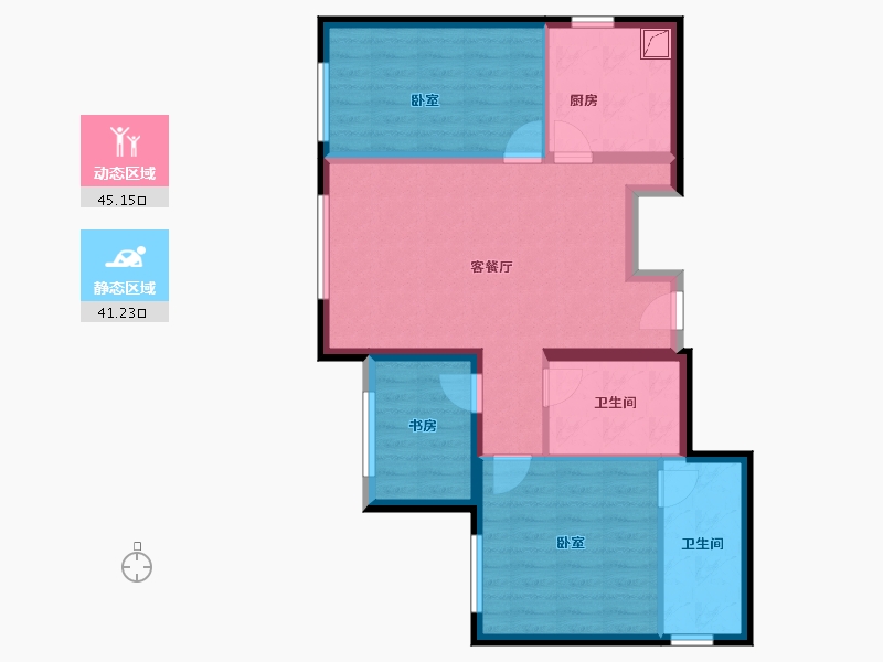 北京-北京市-禧瑞学府-76.64-户型库-动静分区