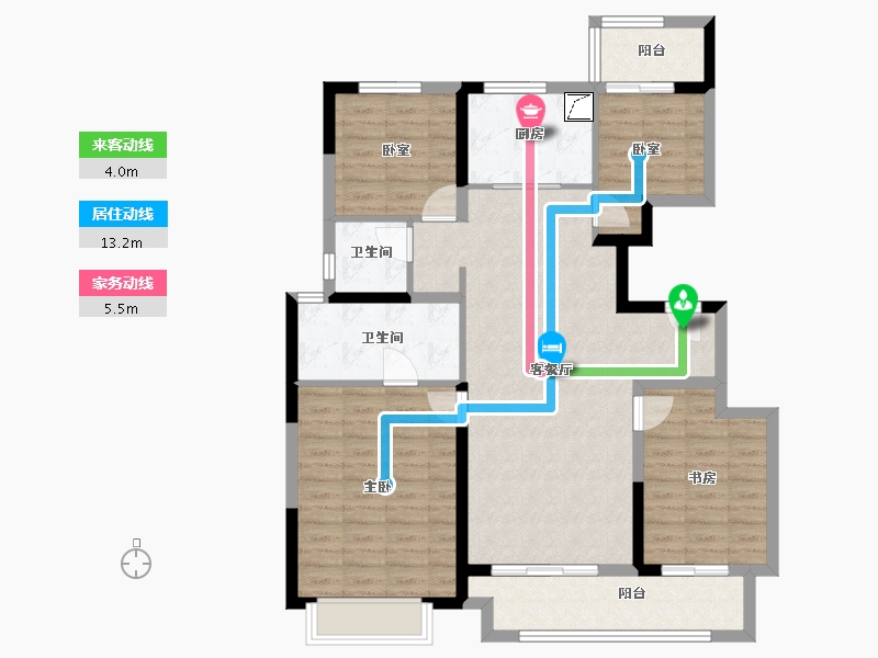 河南省-郑州市-康桥那云溪-104.54-户型库-动静线