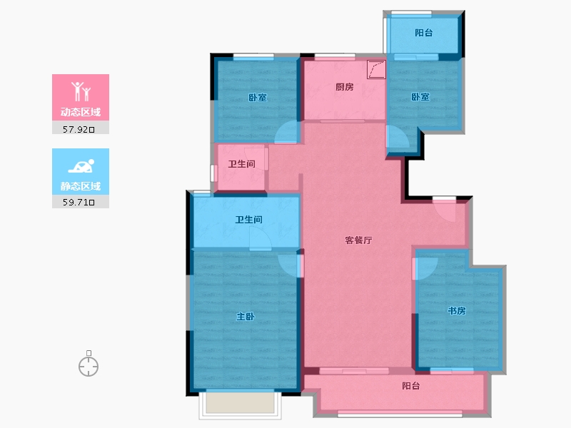 河南省-郑州市-康桥那云溪-104.54-户型库-动静分区