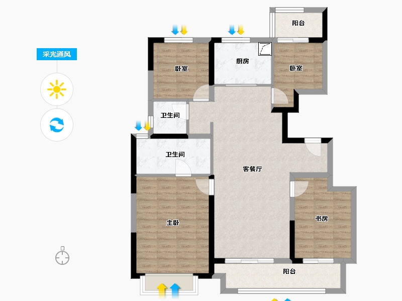 河南省-郑州市-康桥那云溪-104.54-户型库-采光通风